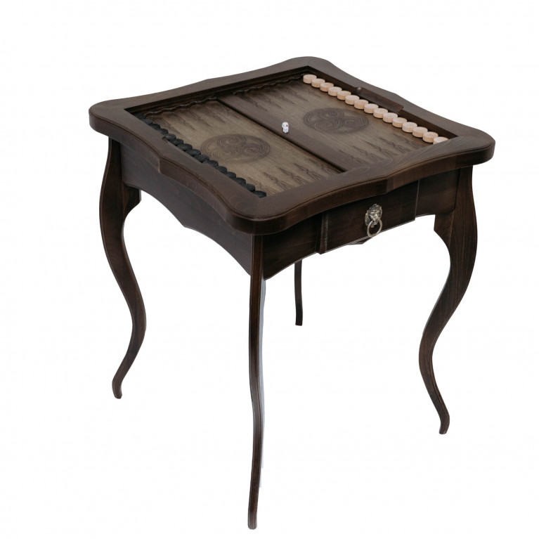 Sakkasztal "Louis" , magas, kombinált (tömör bükkfa, sakk/backgammon/kávé)